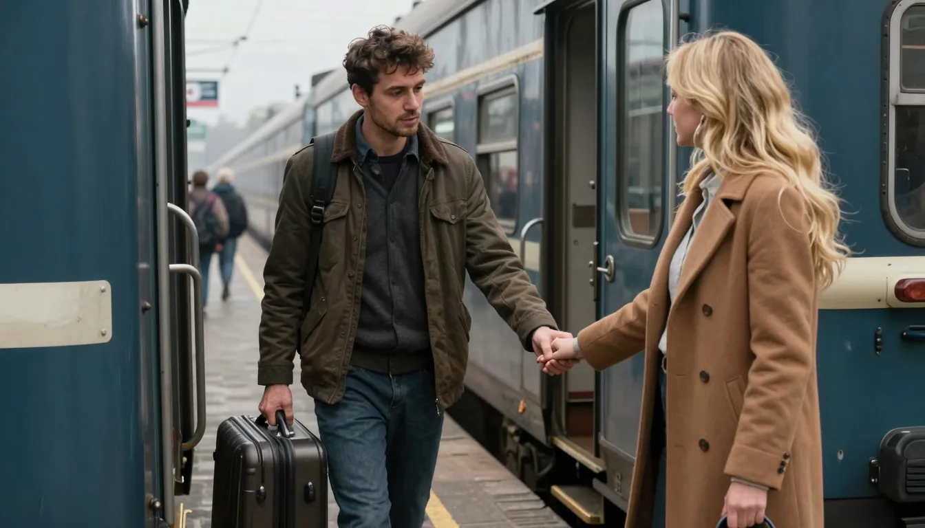 Close-up on the emotional connection: a dark-haired man on t...
