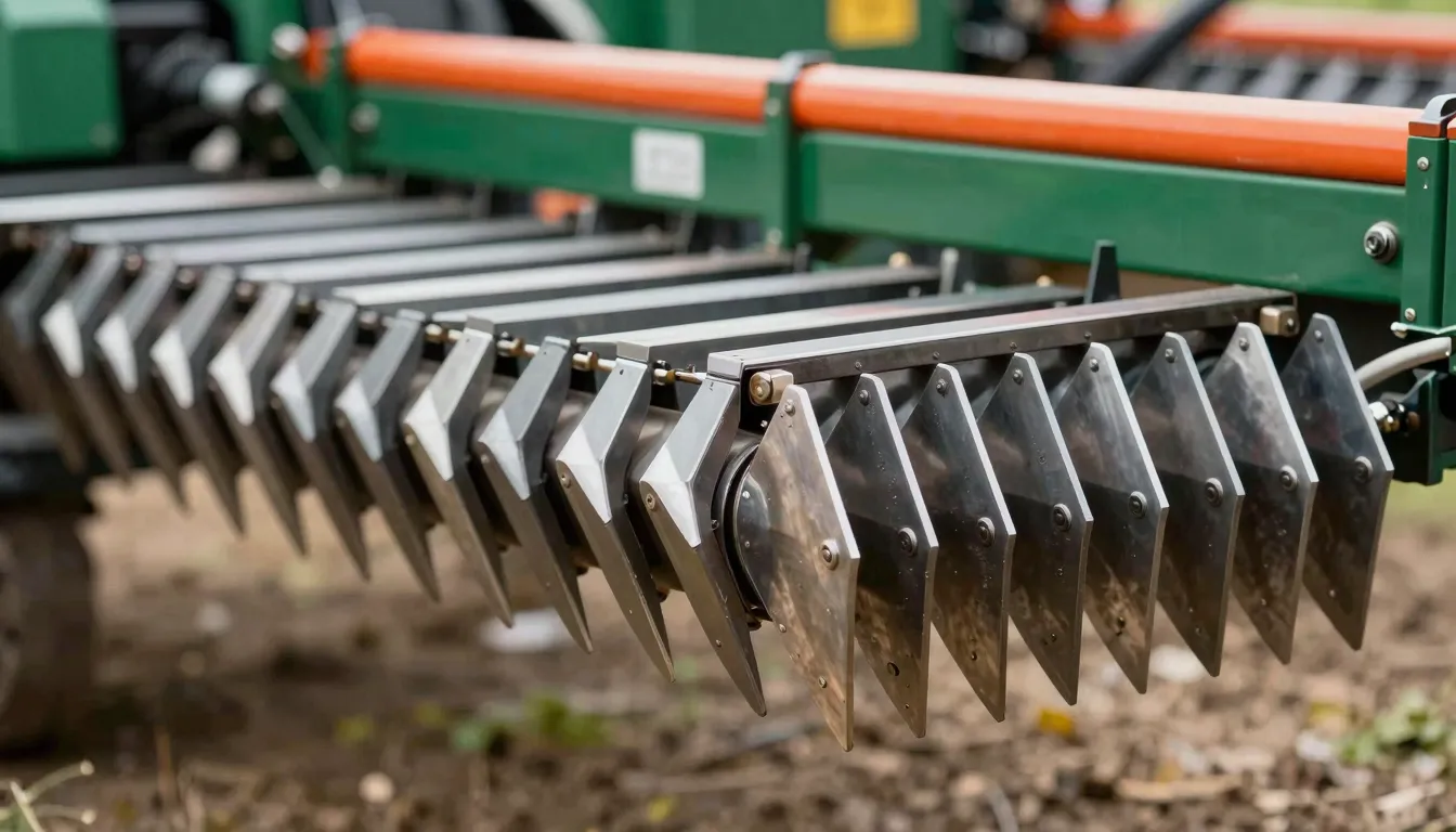 High-quality industrial photography of a coiled steel agricu...