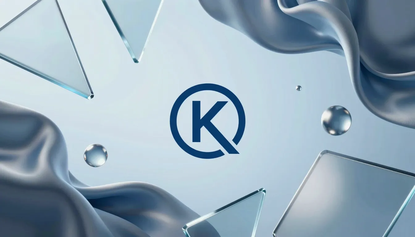 Abstract 3D composition with floating geometric shapes in si...