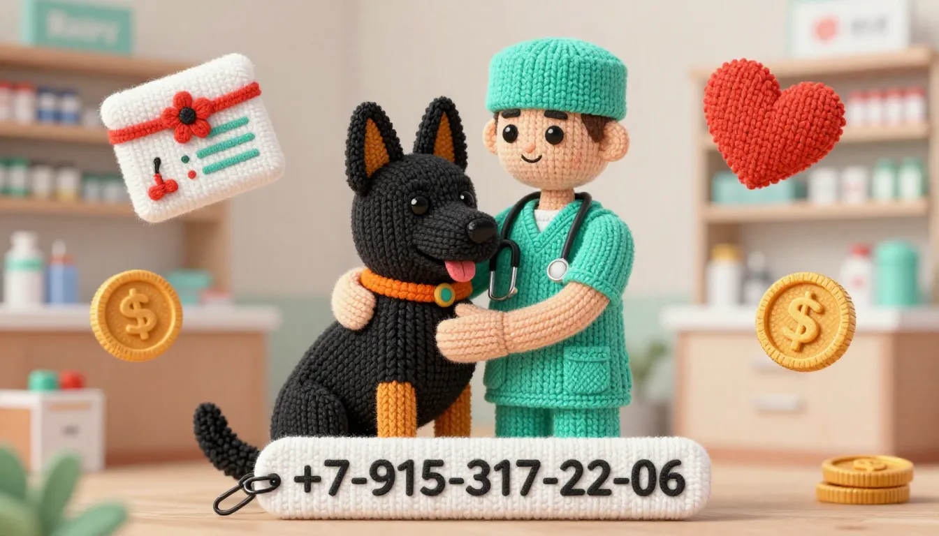 A professional 3D knitted art style infographic for a vet ph...
