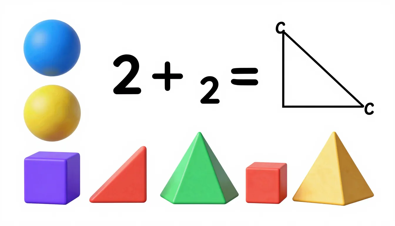 Educational poster for kids, colorful 3D geometric shapes, s...