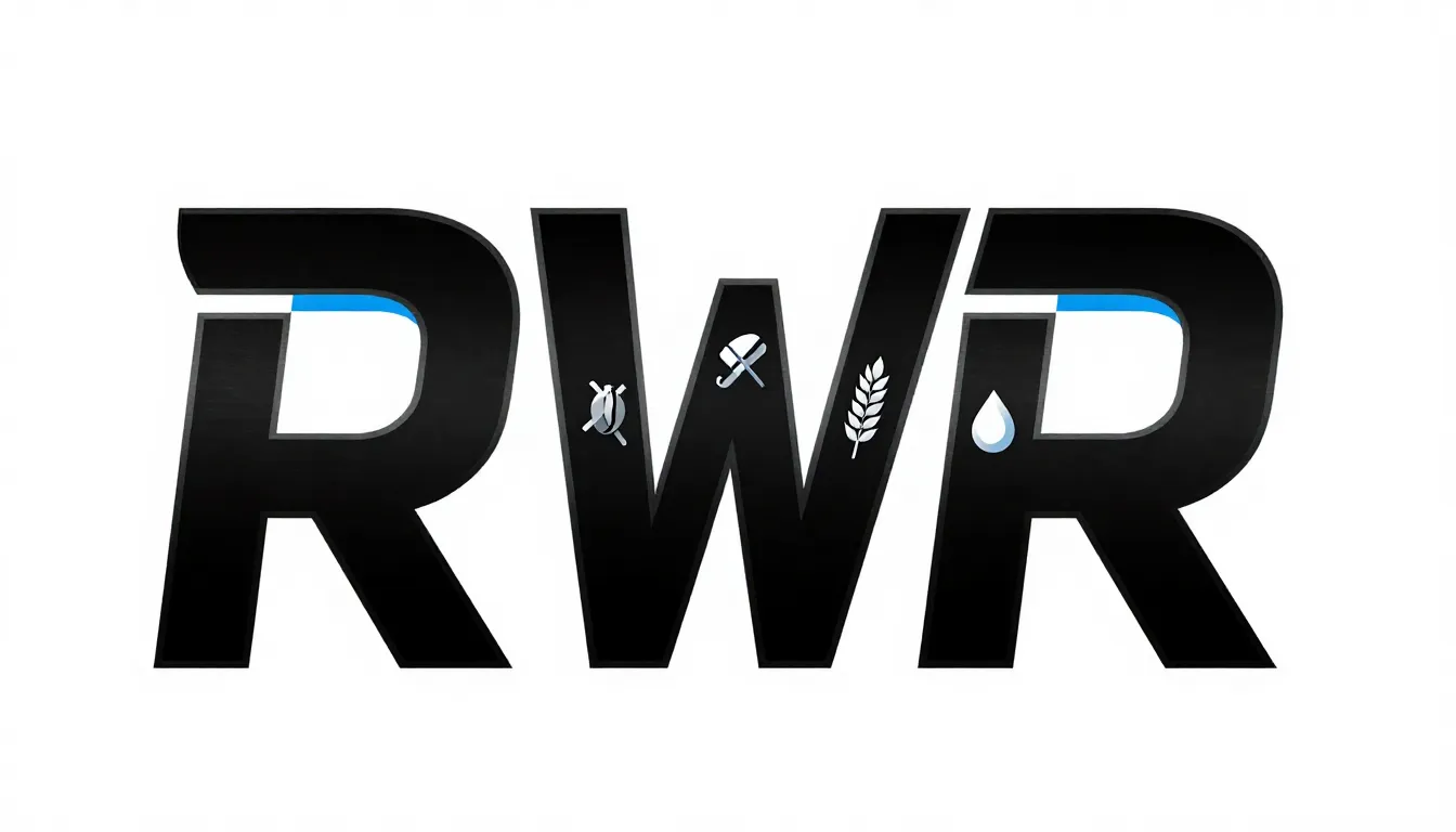 Minimalist logo with bold futuristic letters 'RWR'. The desi...