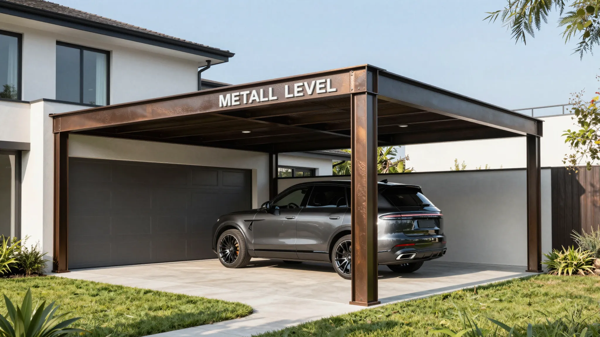 Premium architectural photography of a large metal double ca...