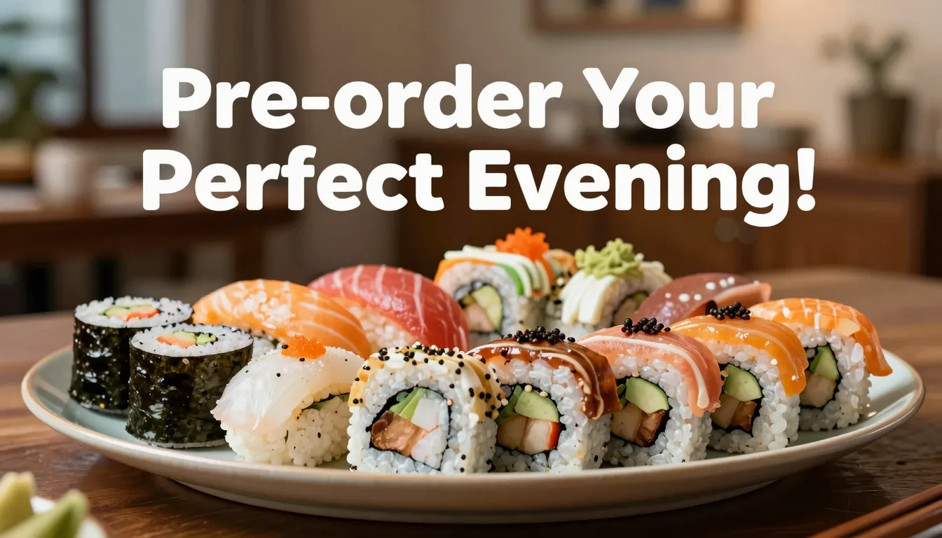 A vibrant and inviting image of various sushi and hot rolls ...