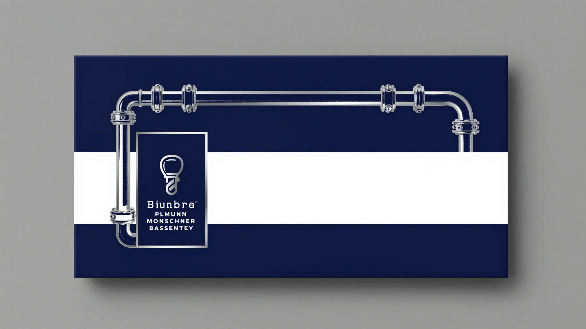 Modern business card design for a plumber, dark navy blue ba...