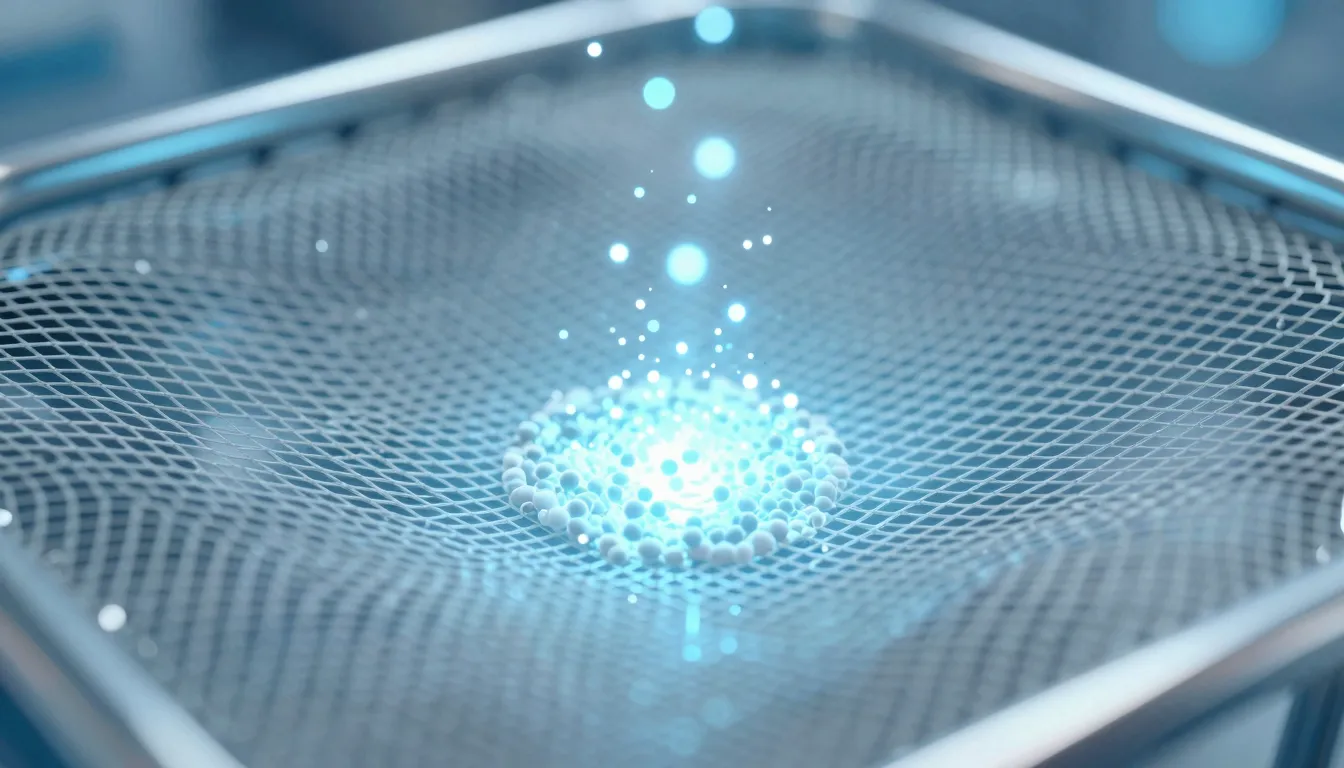 Abstract visualization of a filtration process, clean blue a...