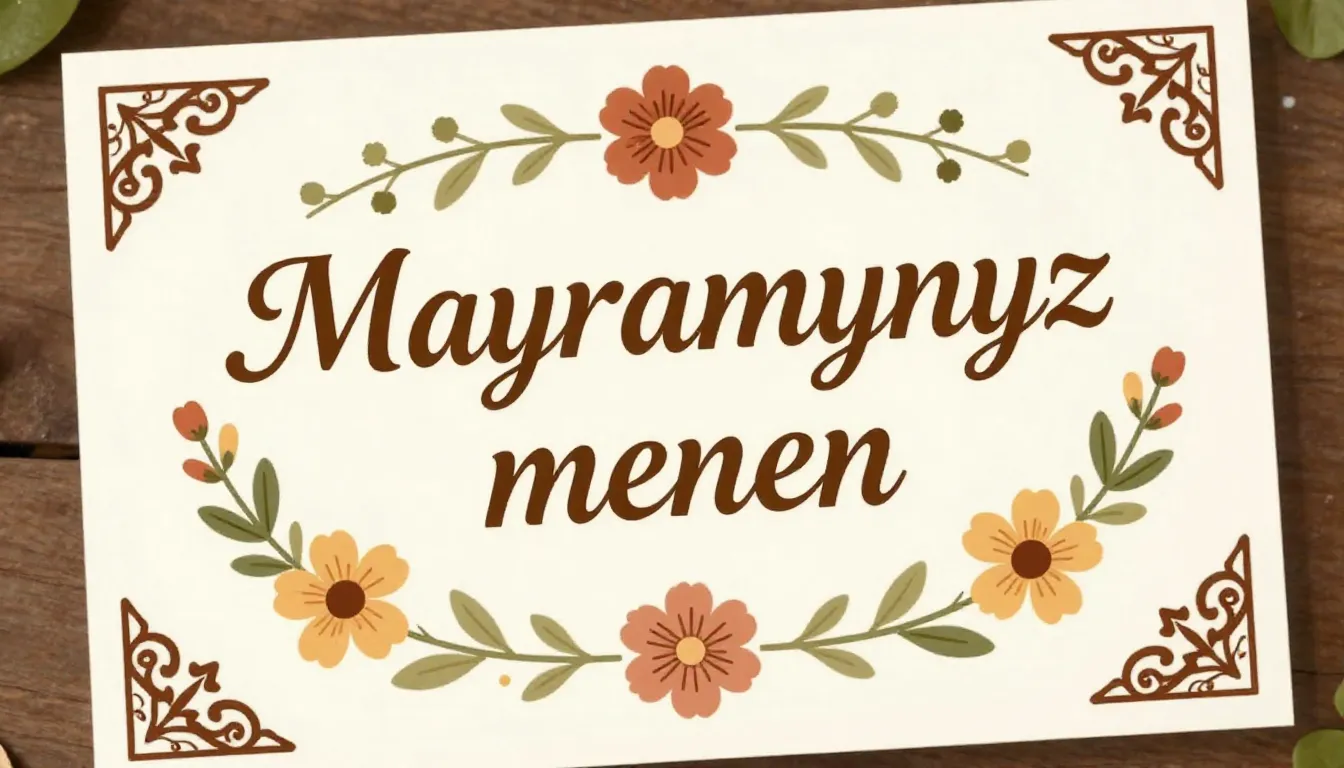 A warm greeting card with the text 'Mayramynyz menen' in ele...