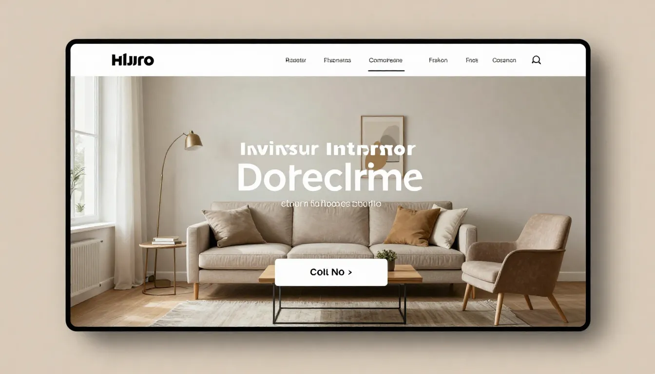 A clean and modern website interface for an interior design ...
