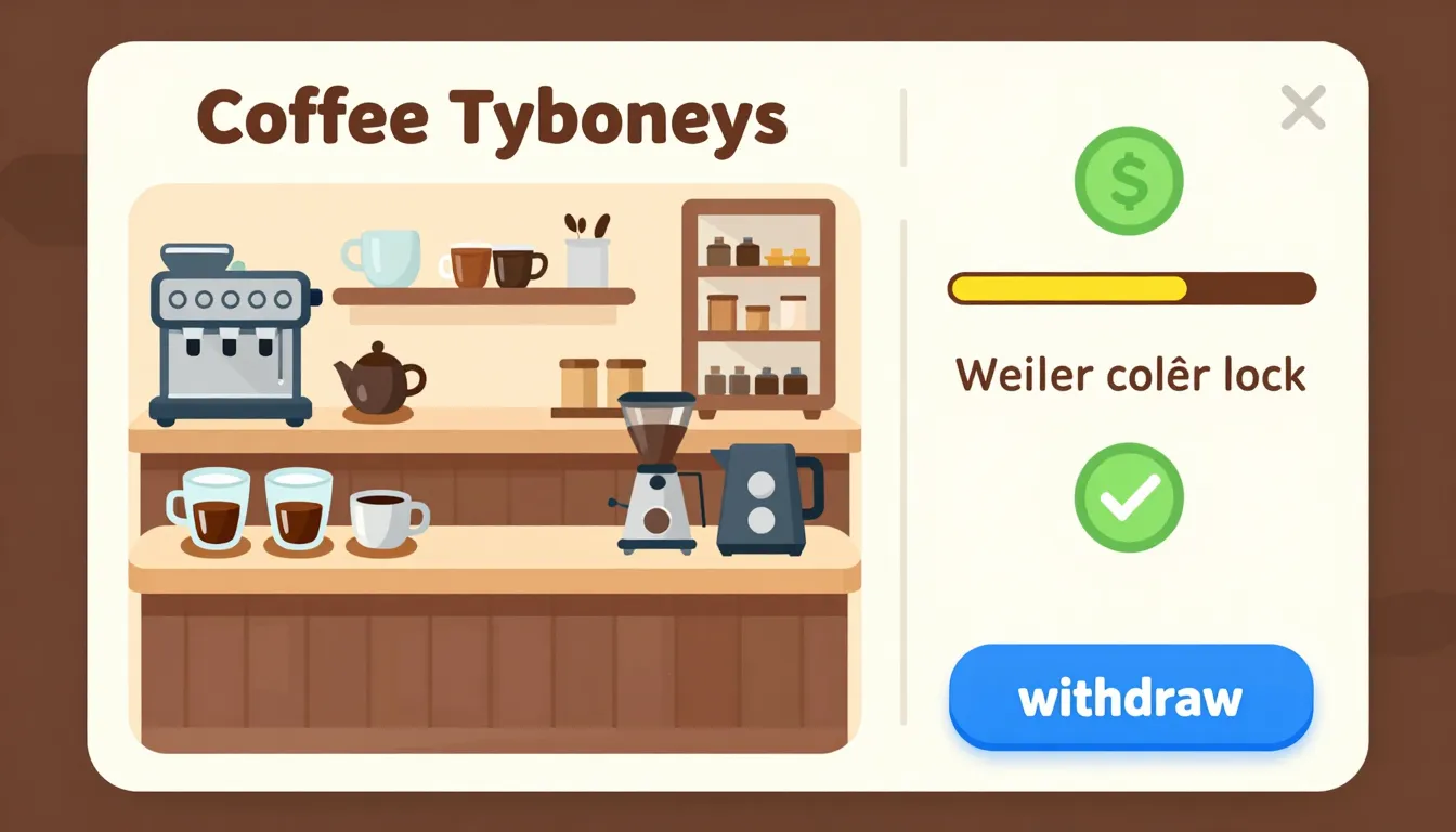 Game interface design for a coffee tycoon game, showing a sh...