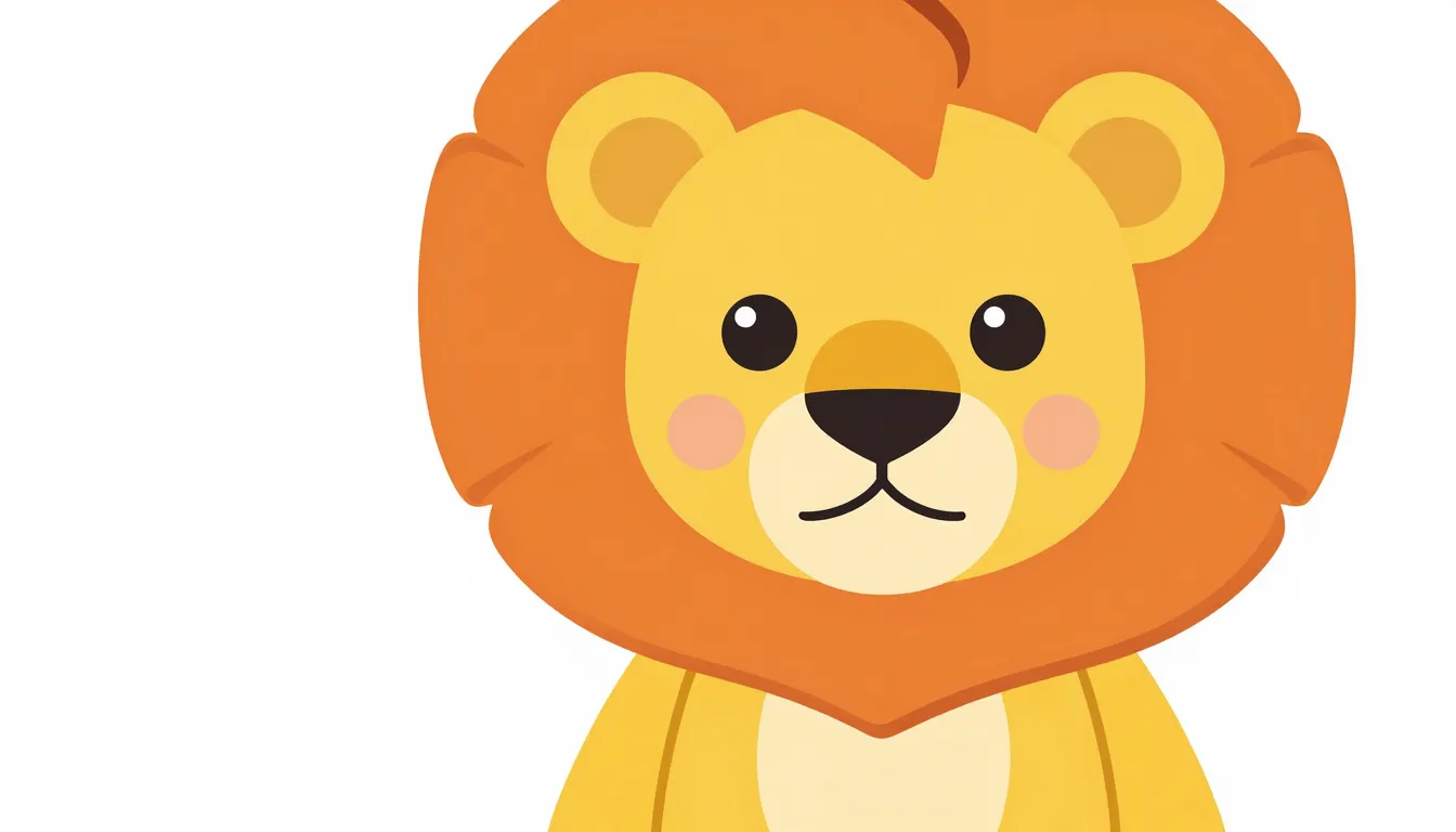 A cute lion cub mascot for a brand, vibrant yellow and orang...