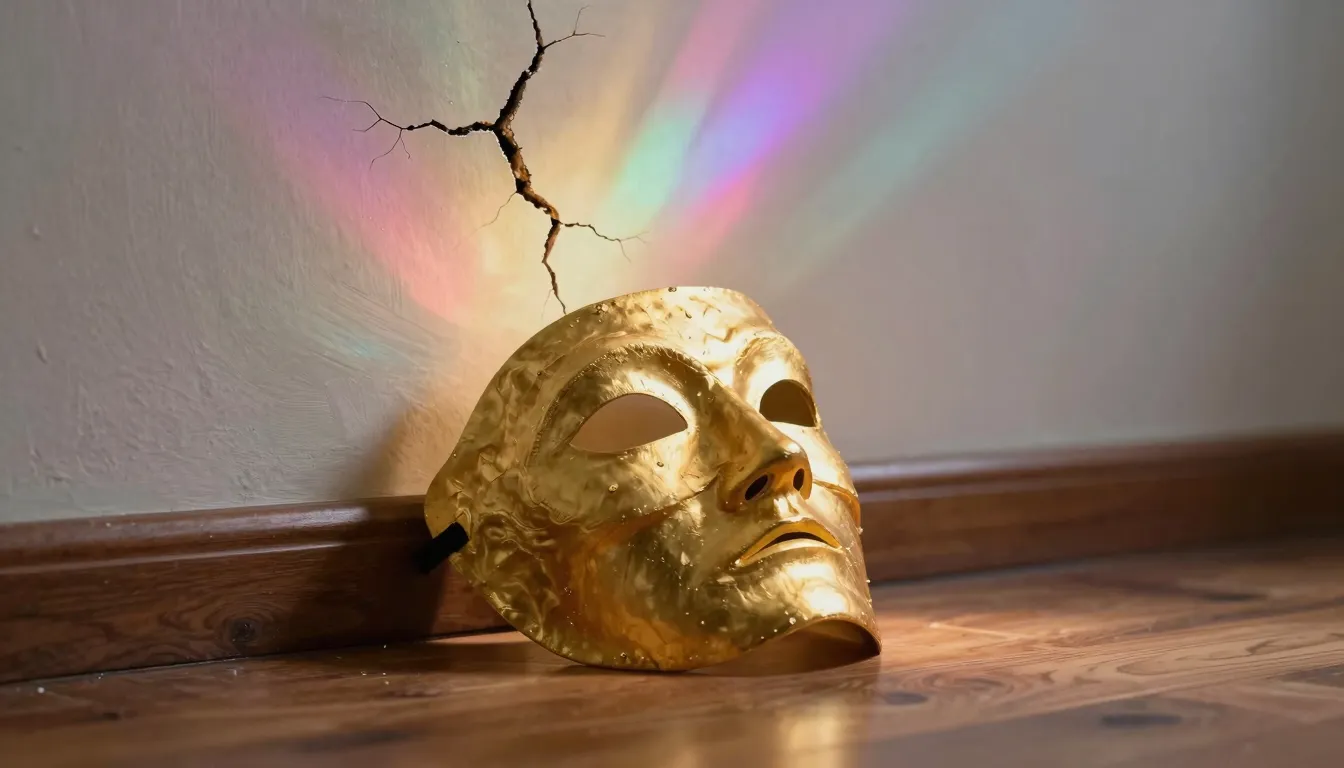 A symbolic illustration of a golden mask of a perfect studen...