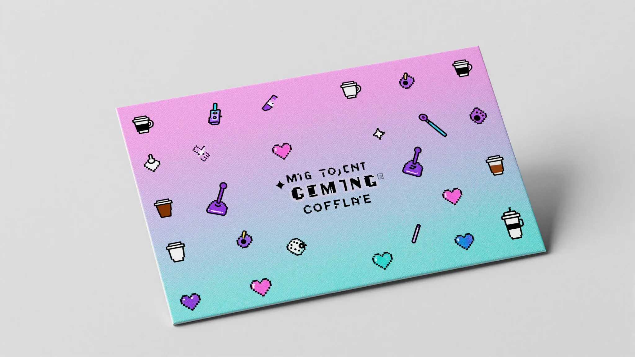 Back side of a business card for a gaming cafe. Pattern of s...