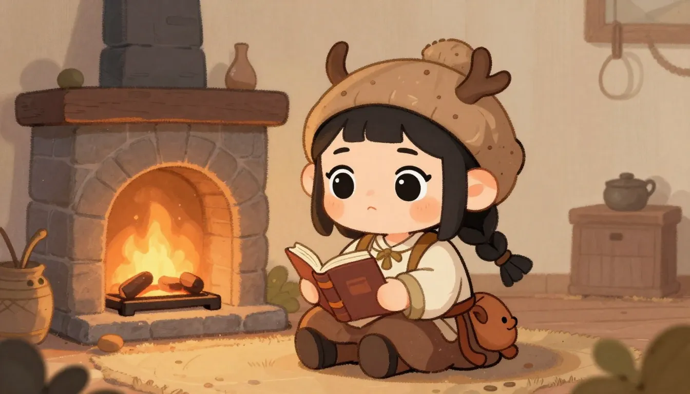 A cute small mythical house spirit character with large kind...