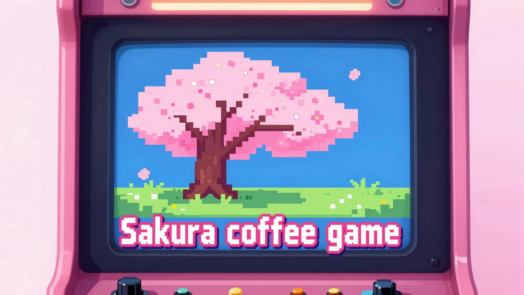 Vector logo of a retro arcade machine cabinet. The screen di...