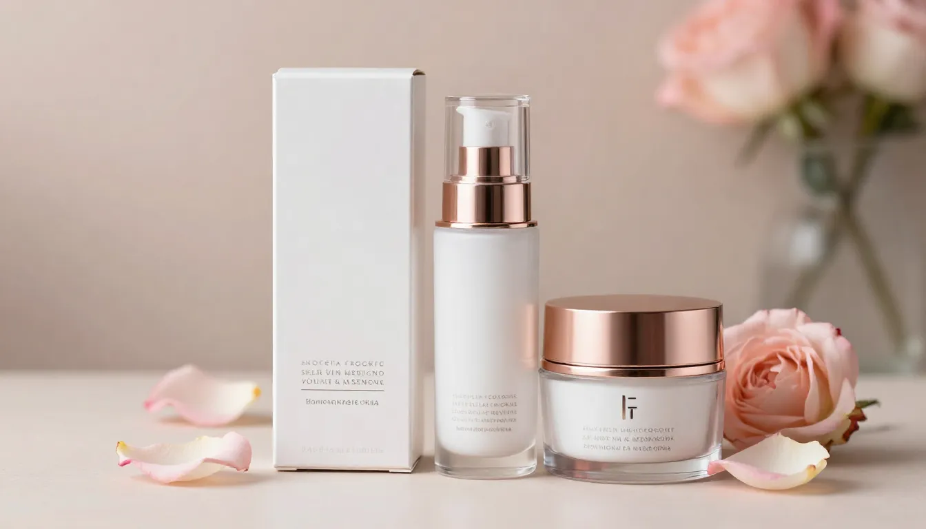 Professional skincare product photography, minimalist white ...