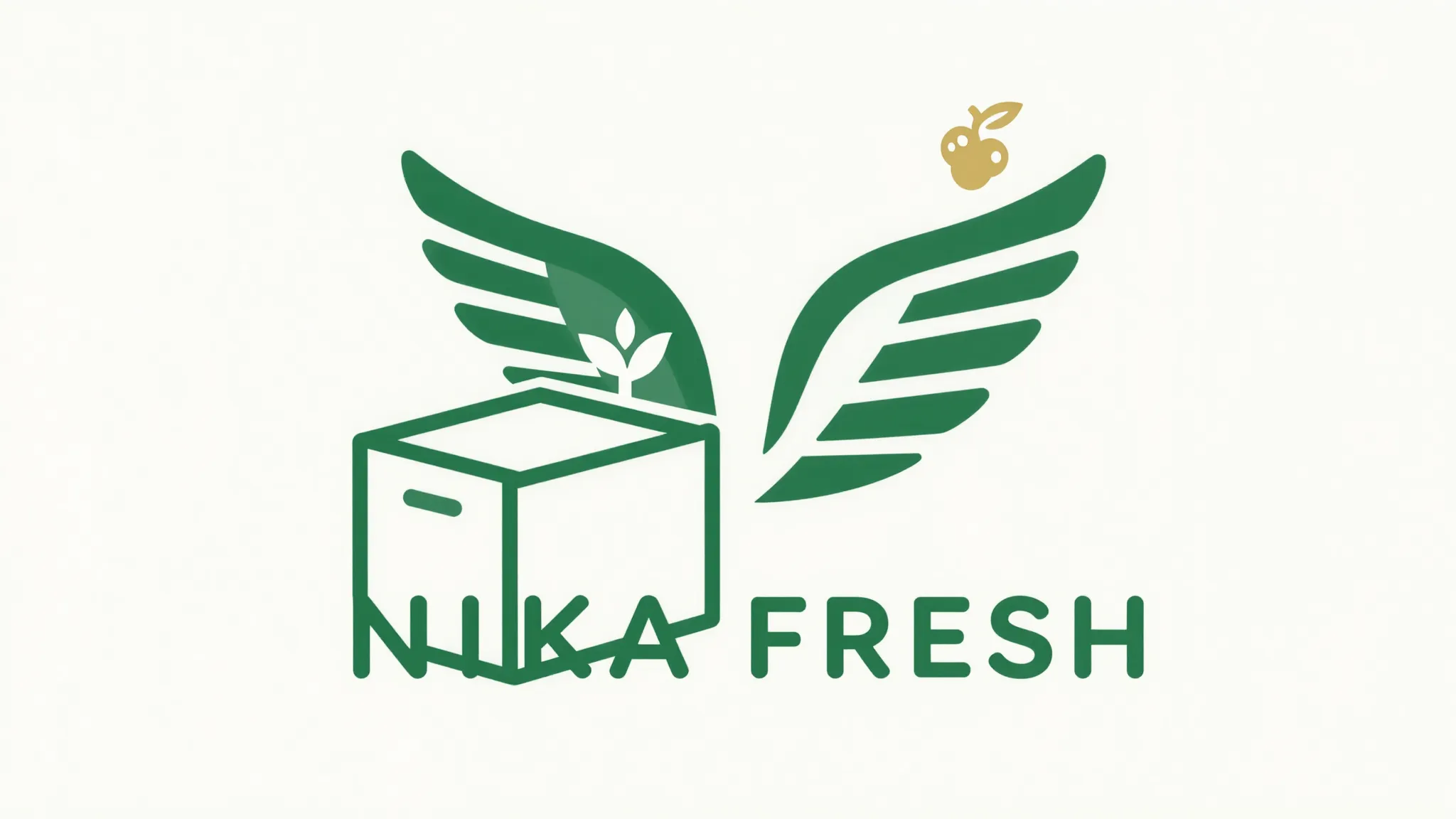 Minimalist emblem for 'NIKA FRESH' logistics. A stylized del...