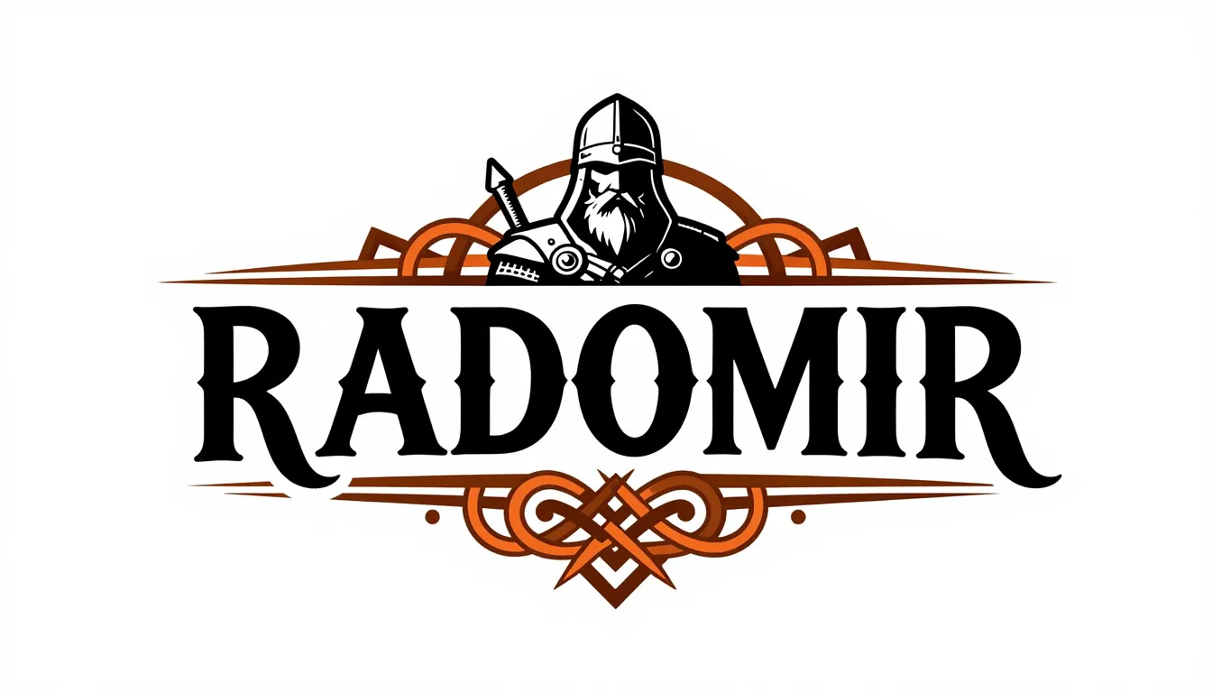 Logo design for a barbershop named 'RADOMIR', typography ins...