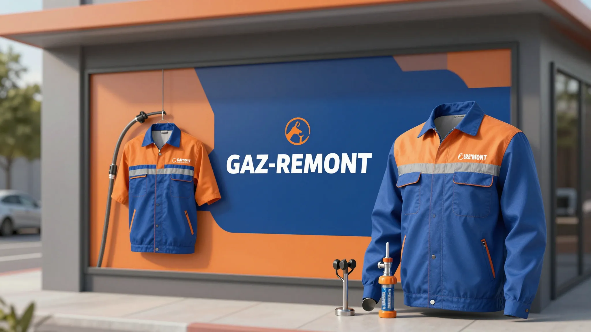 Modern branding mockup for a gas repair service, professiona...