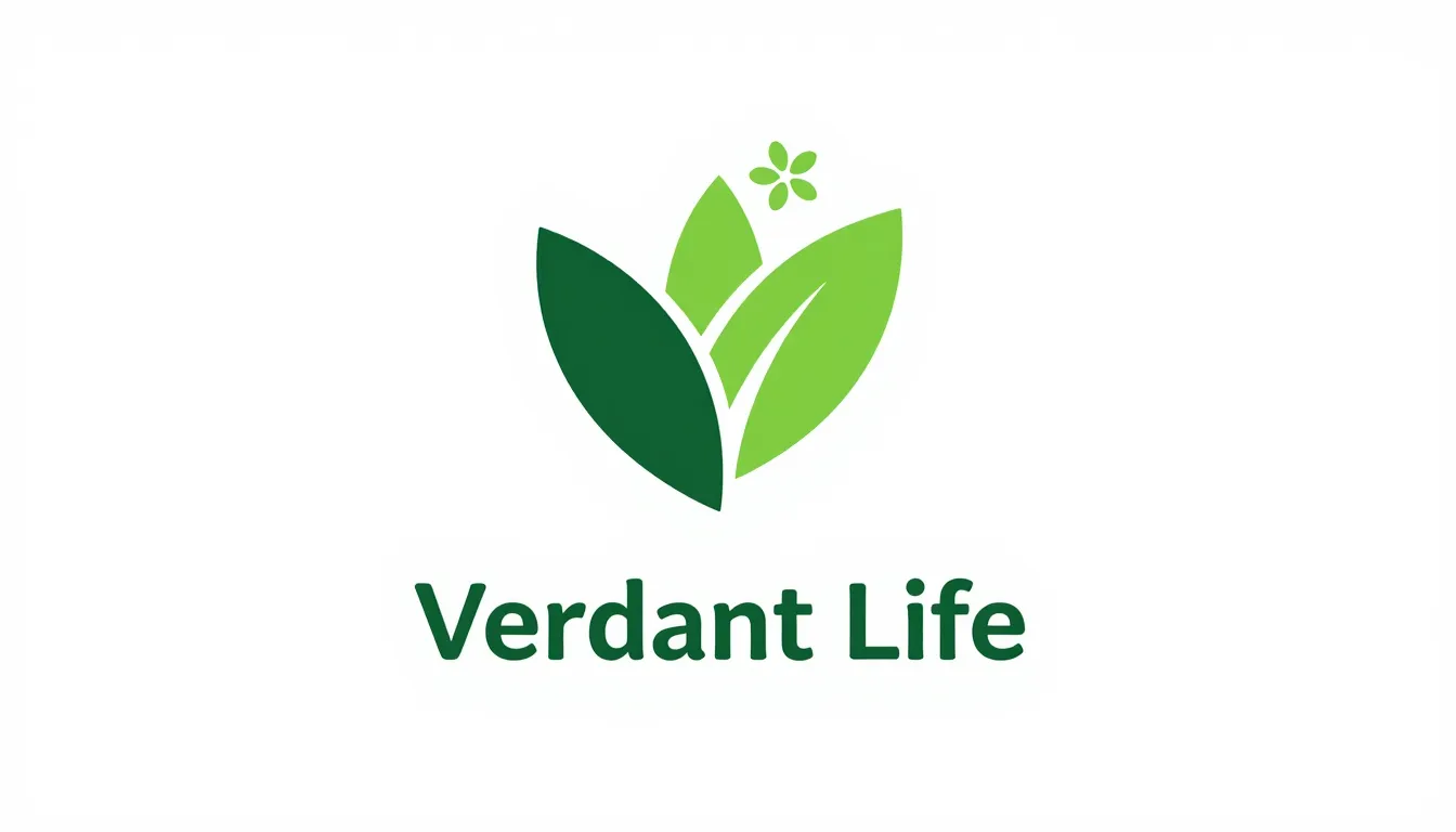 A professional logo for a farm named 'Verdant Life', featuri...