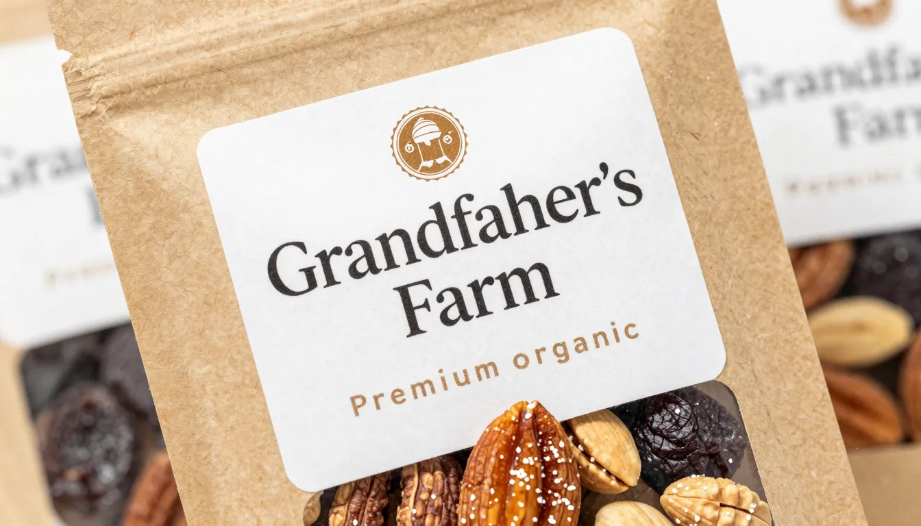 Premium organic packaging design for dried fruits and nuts, ...