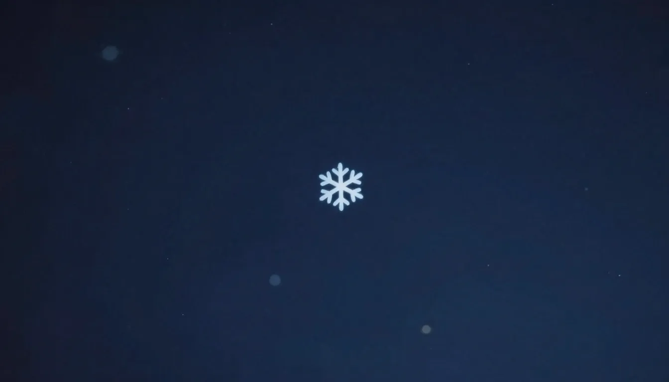 A lonely, glowing snowflake falling through a vast, dark ind...