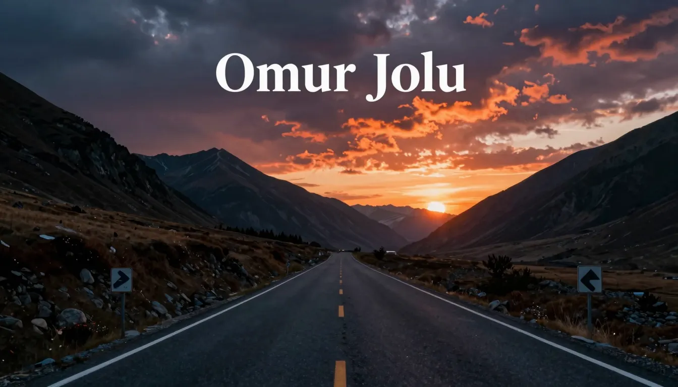 Professional music album cover titled 'Omur Jolu'. A scenic ...