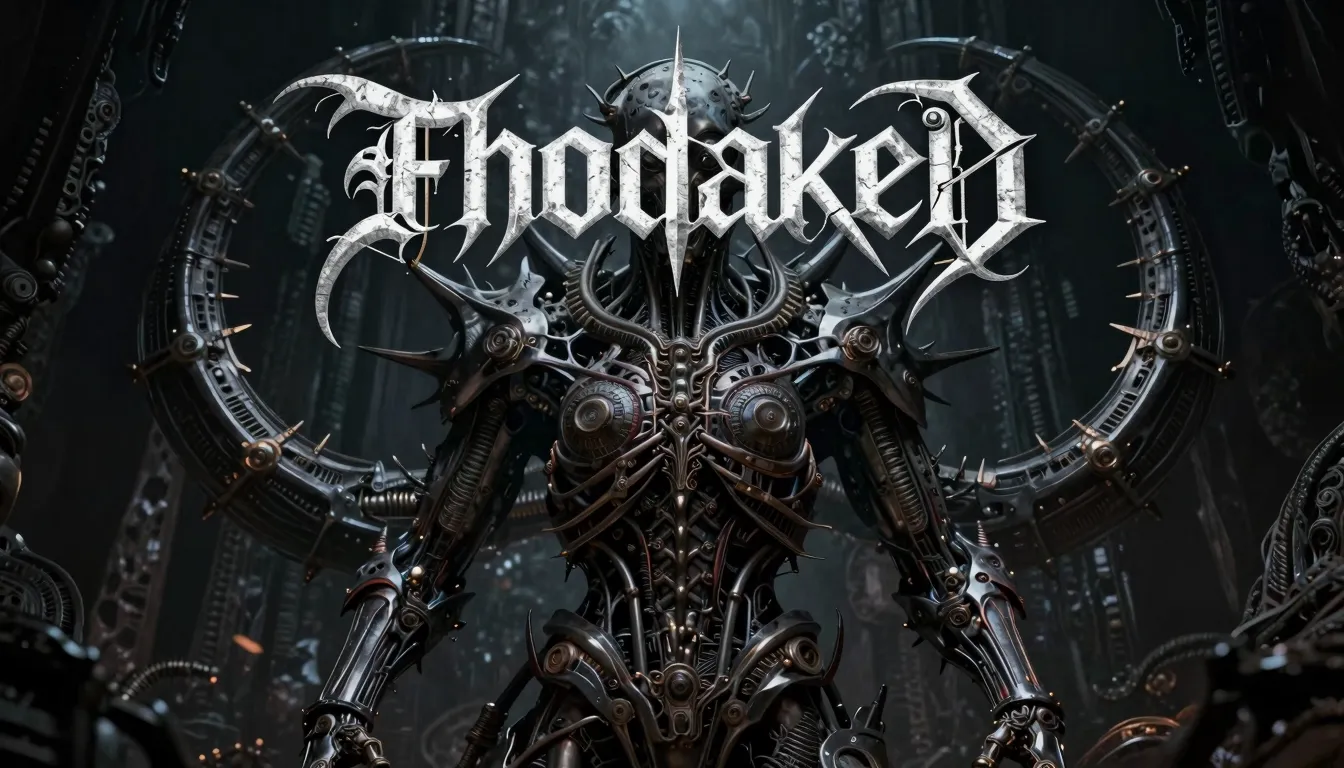 A dark and atmospheric heavy metal album cover, intricate bi...