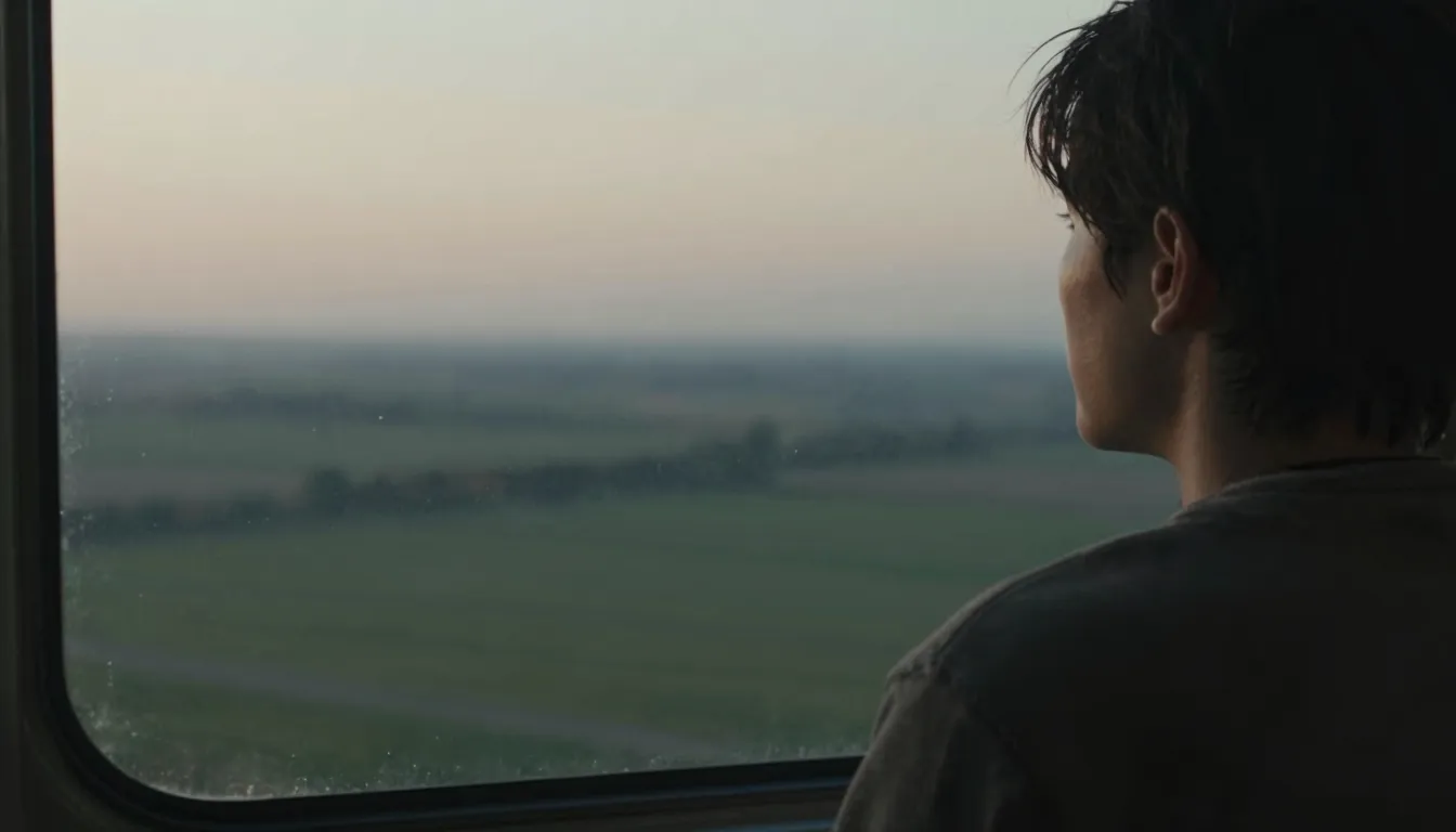 A contemplative person looking out of a window at a vast lan...