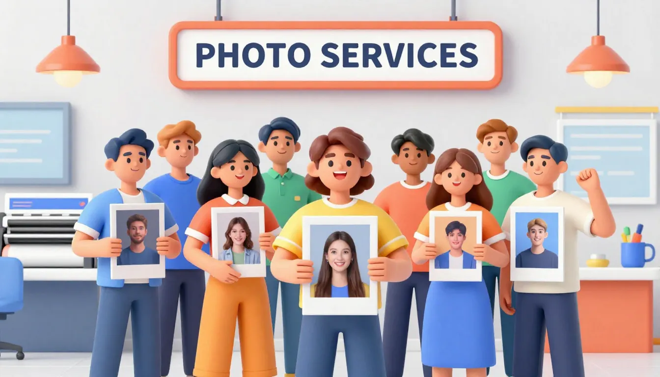 Vibrant cartoon illustration of a group of happy people hold...