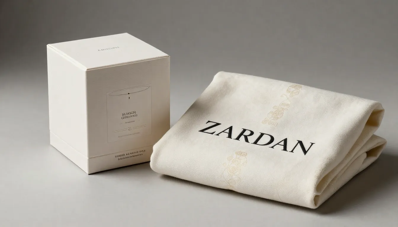 Luxury packaging for a candle and a folded garment with the ...