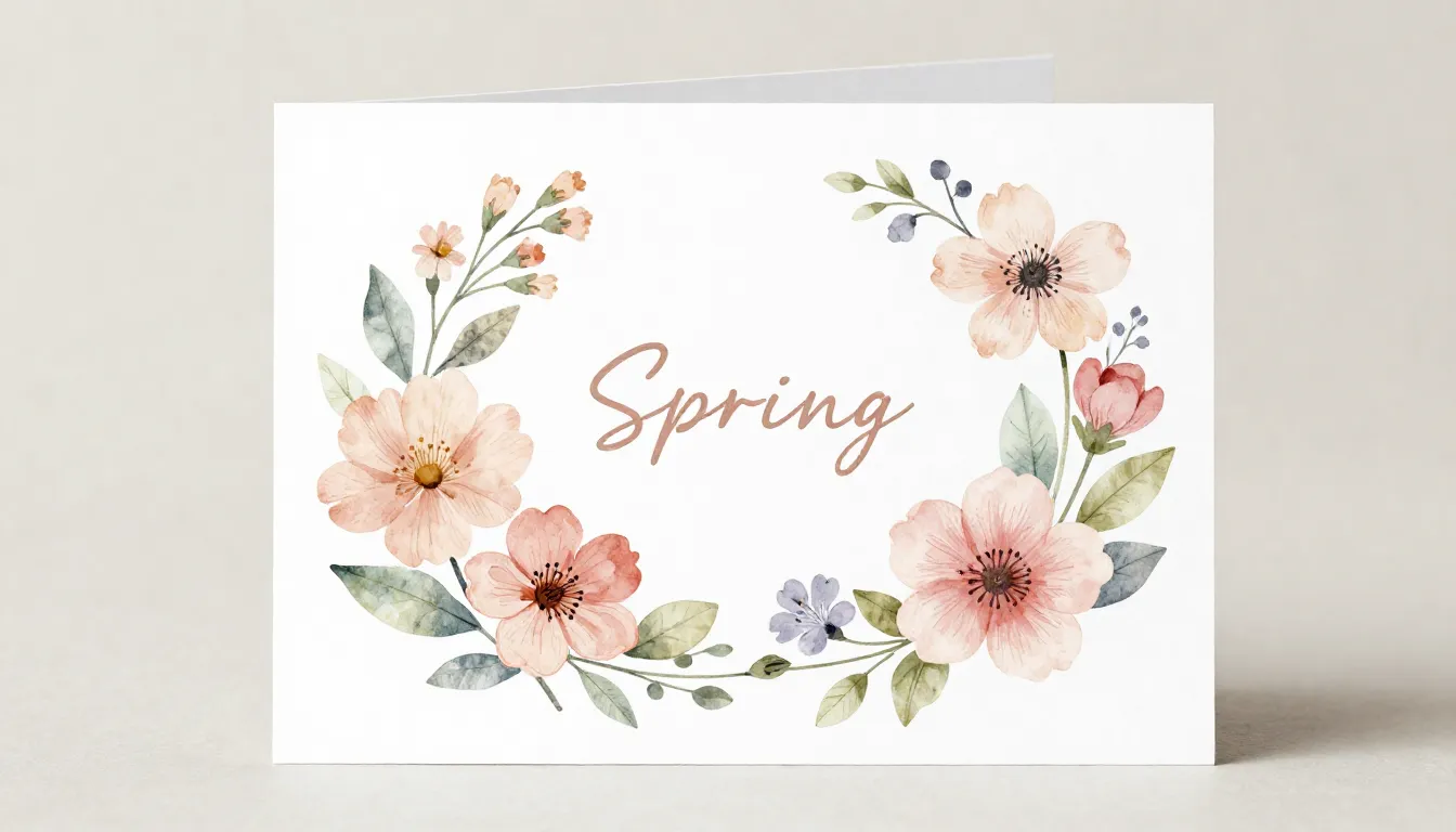 A beautiful greeting card with spring flowers, soft pastel c...