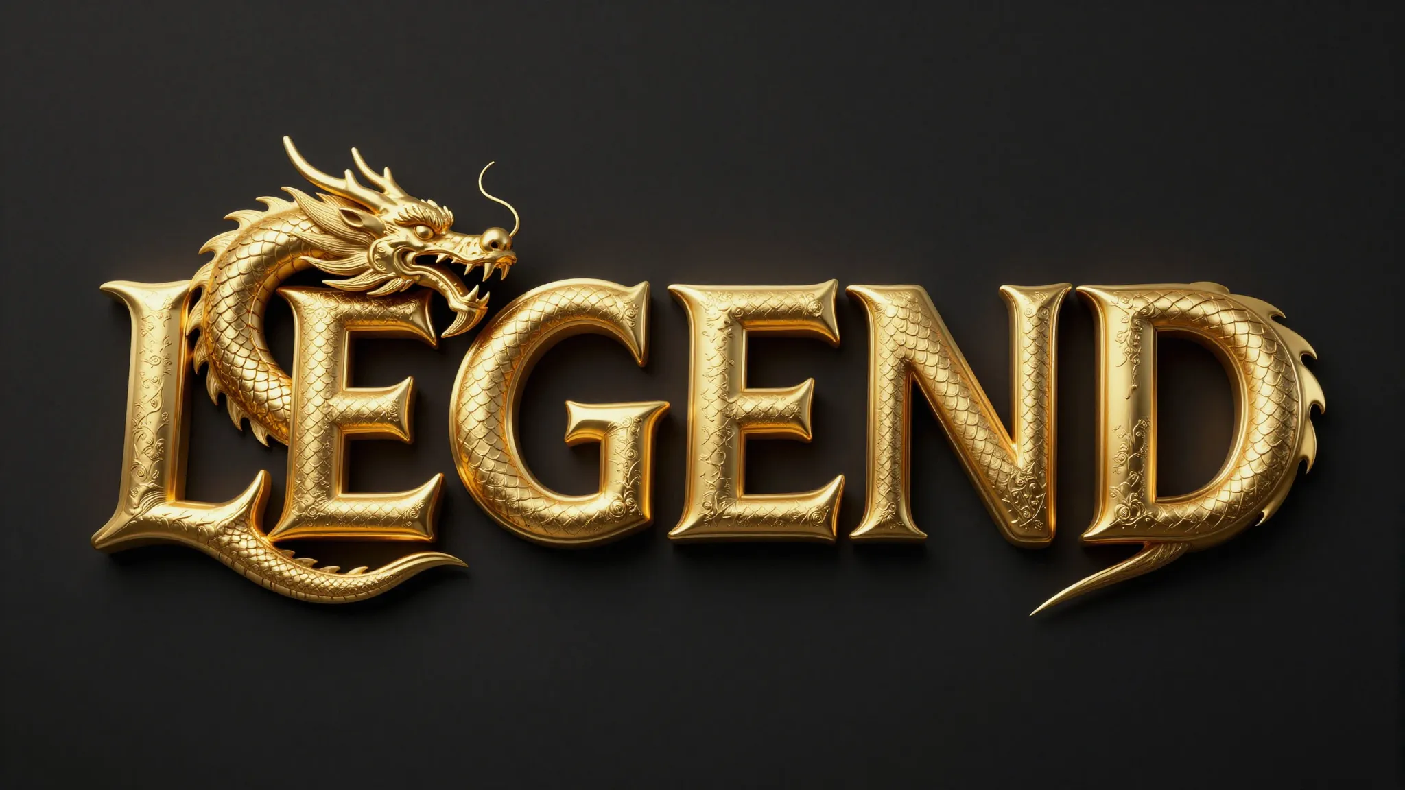 A high-quality 3D golden inscription 'LEGEND' isolated on a ...