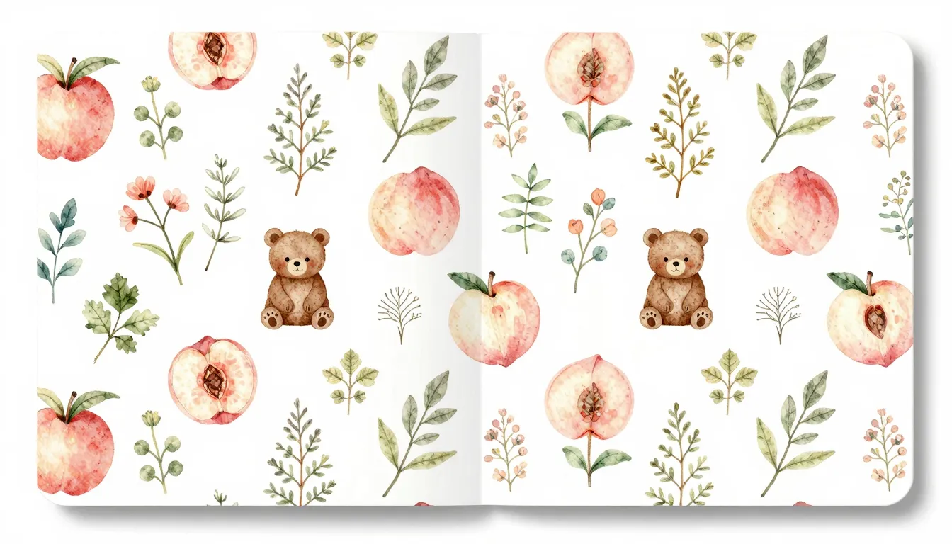 Seamless watercolor pattern for book endpaper, delicate fore...