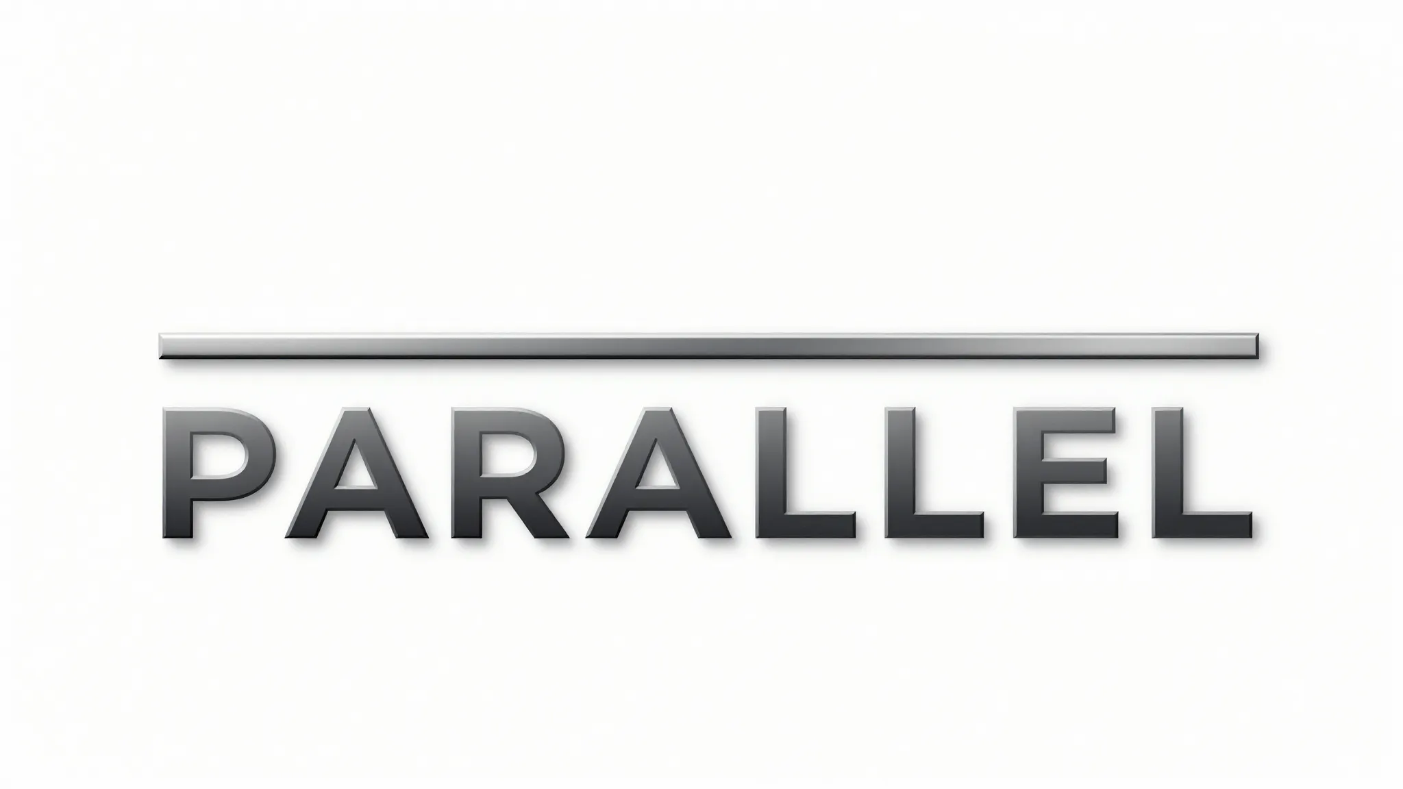 Minimalist logo for 'PARALLEL', two sleek horizontal lines i...