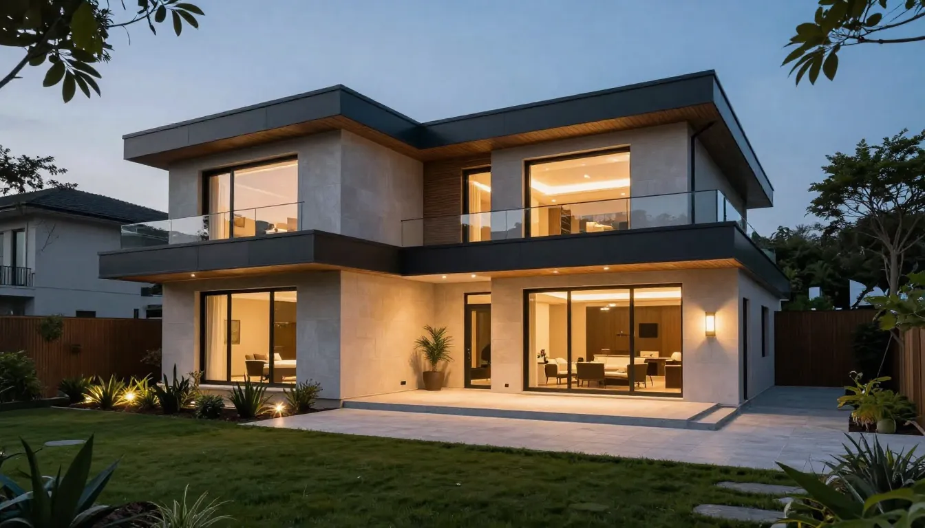 Luxury modern suburban house built with premium materials, c...