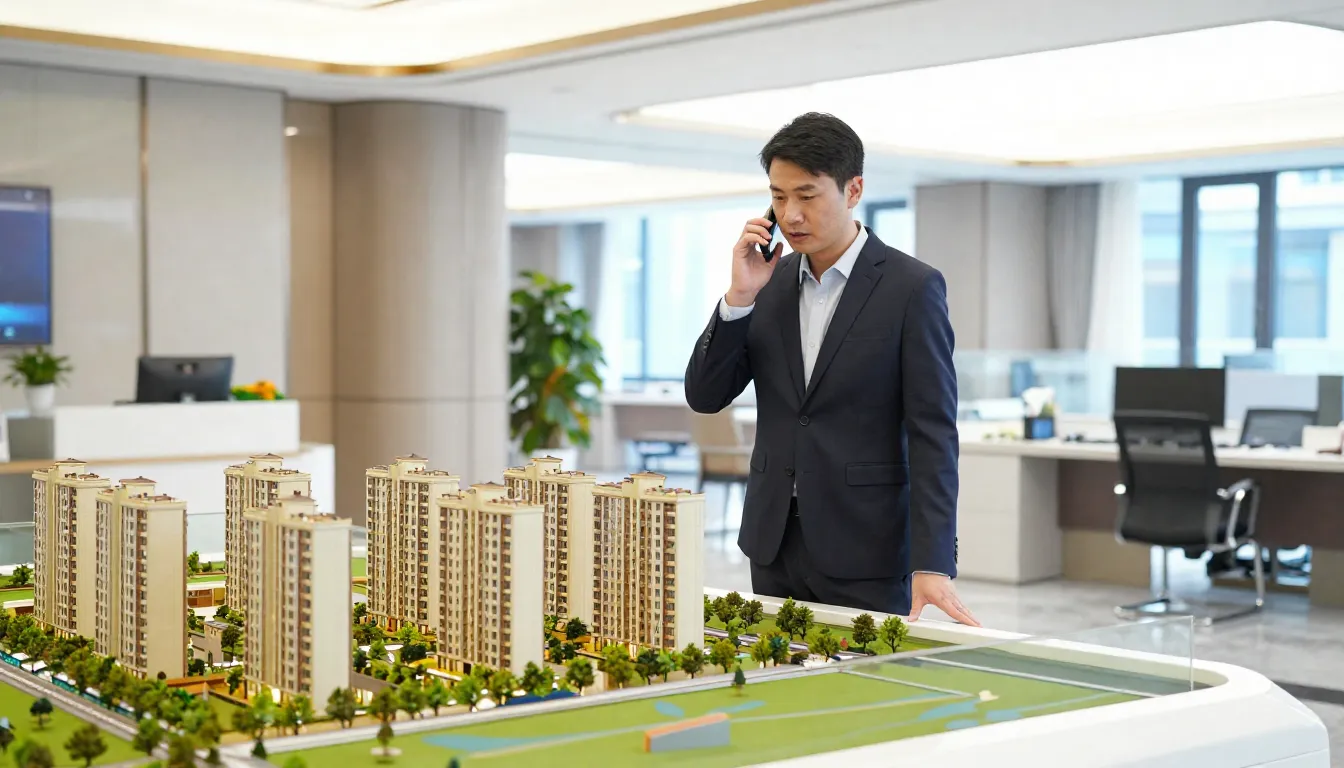 A modern sales office of a real estate developer, profession...