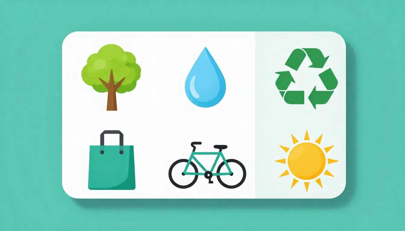 Set of flat eco-icons for a brochure: a green tree, a water ...
