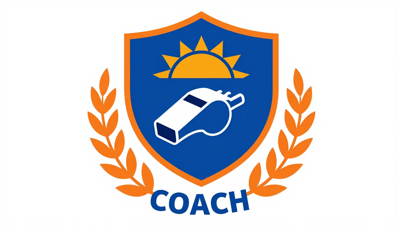 A professional heraldic emblem for a children's sports coach...