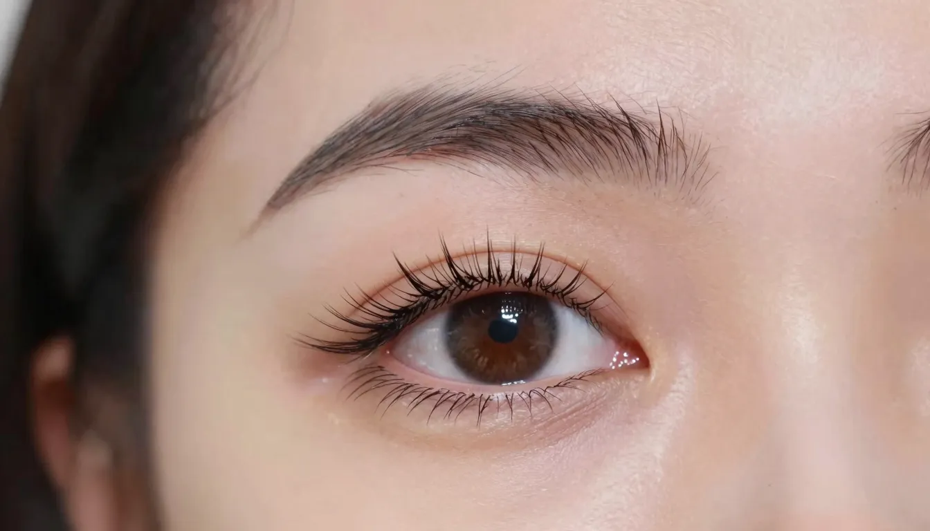 Close-up shot of a woman's face showing the result of eyelas...
