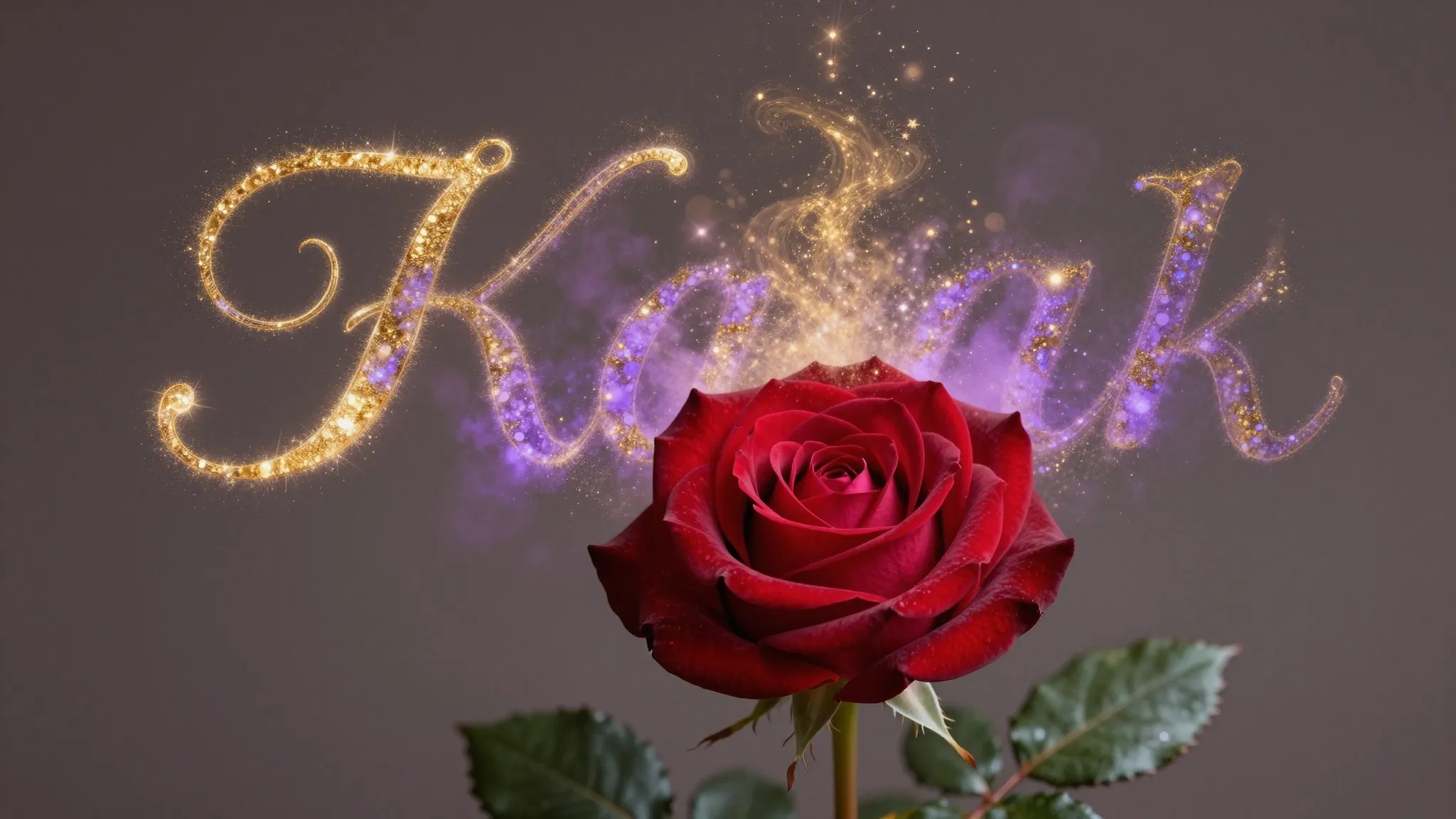 A beautiful dark red rose blooming, from its center a cloud ...