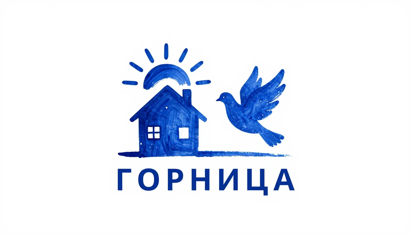 Minimalist logo combining a house silhouette, a rising sun, ...