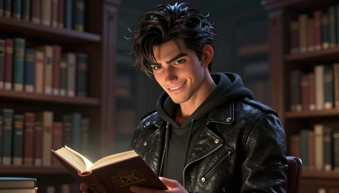 Cinematic 3D render of a charismatic young man with messy da...