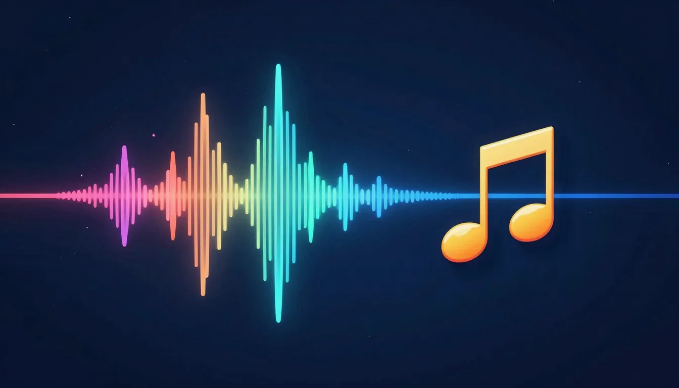 A high-quality digital illustration of a musical note transf...