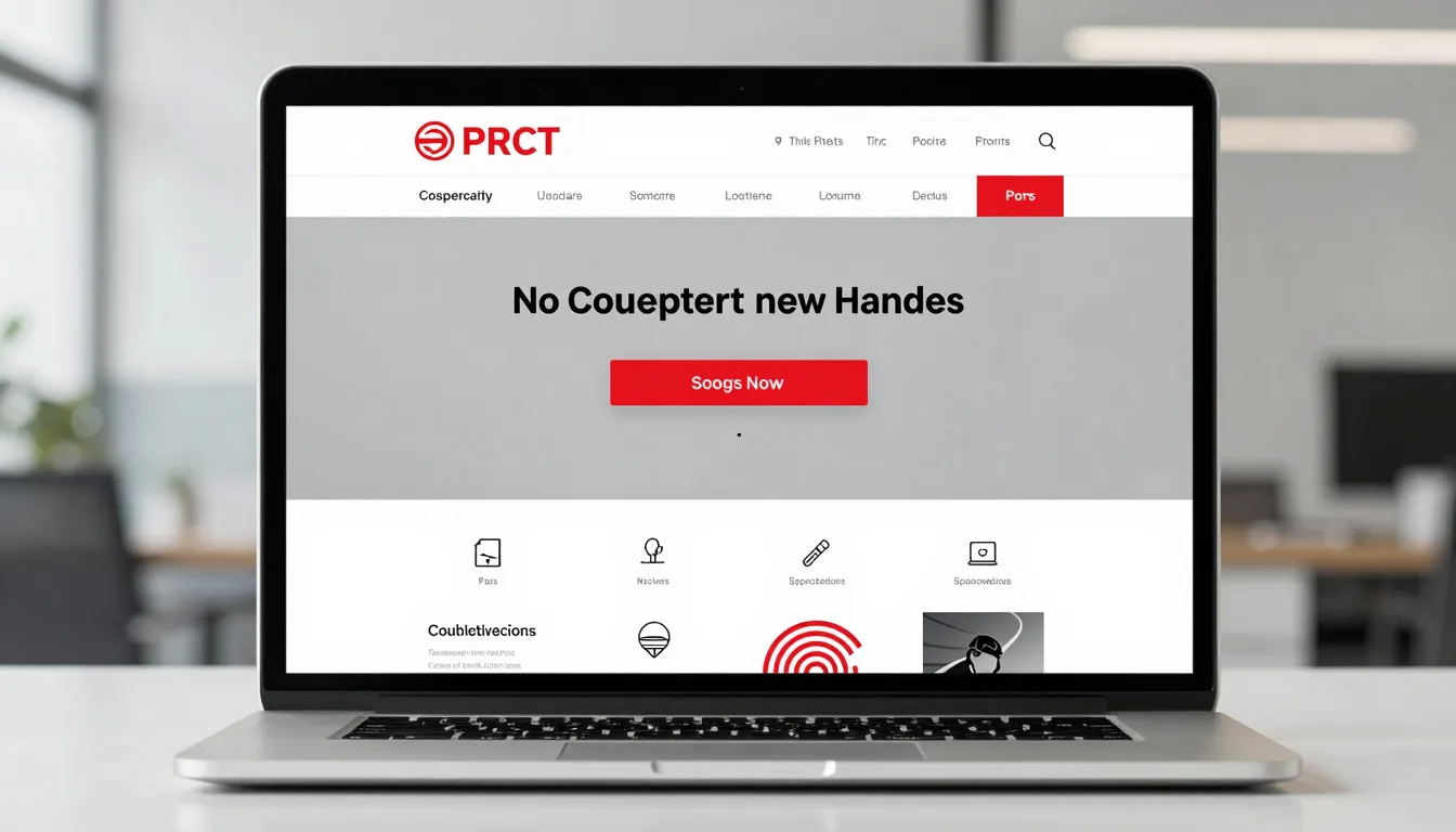 Corporate website landing page mockup on a laptop screen, cl...