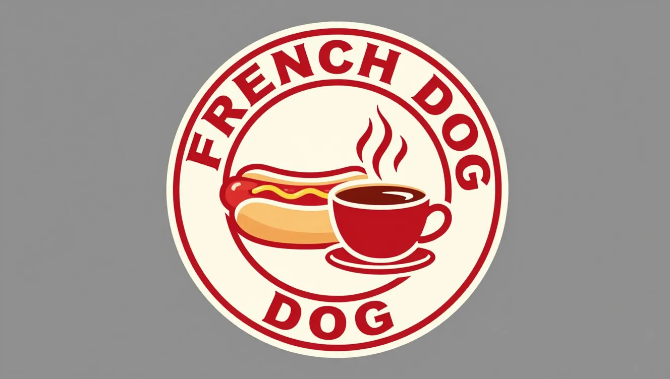 Modern emblem logo for 'FRENCH DOG', featuring a silhouette ...