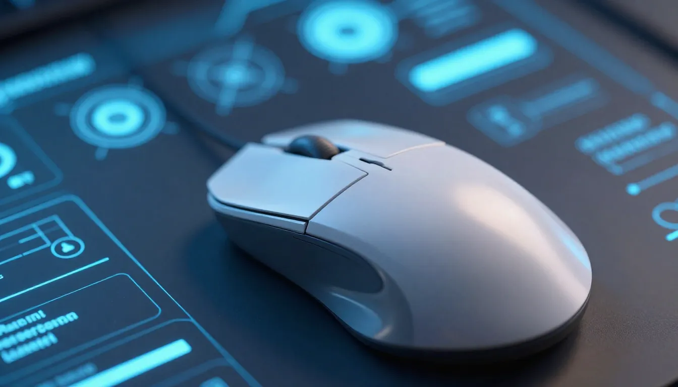 A close-up of a sleek computer mouse clicking on a digital i...