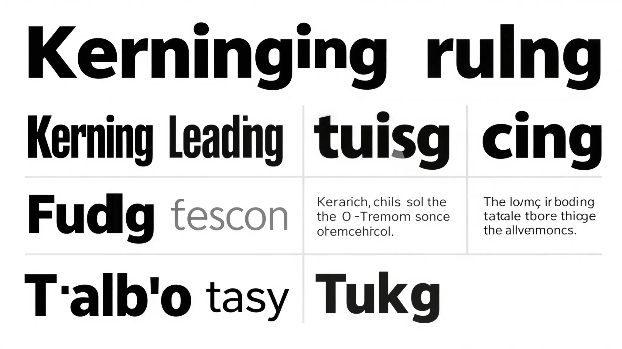 Infographic about typography rules, kerning, leading, and tr...