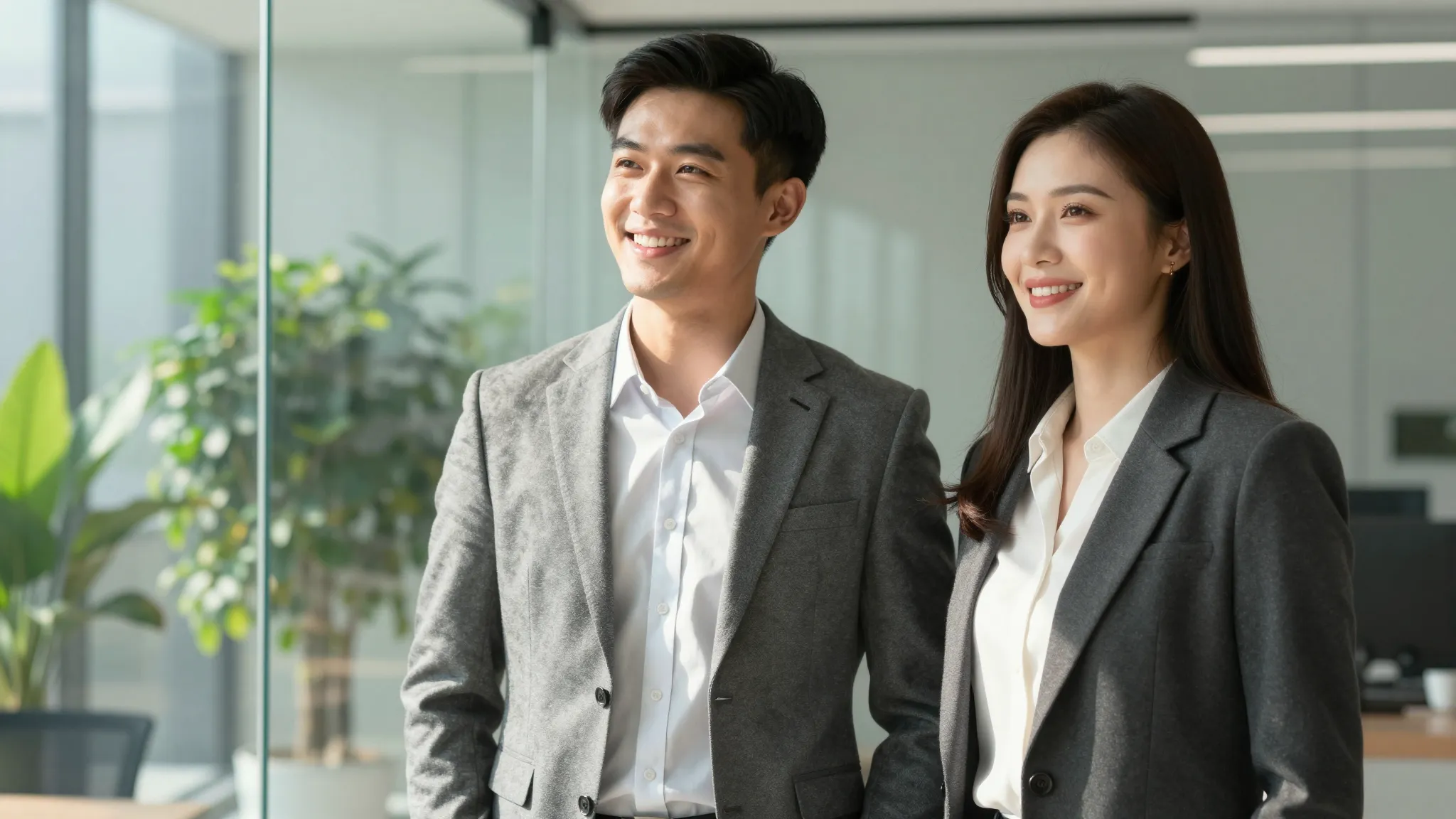 A professional business portrait of a handsome young man wit...