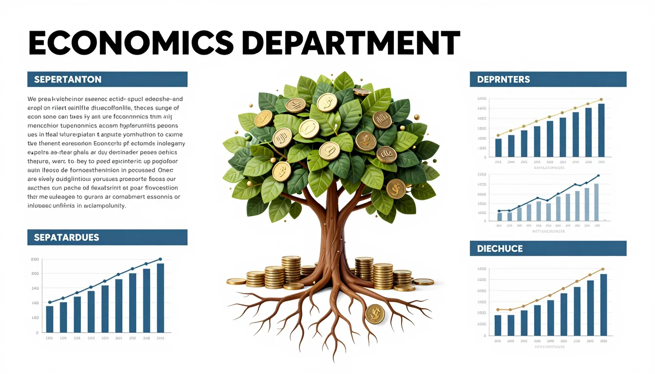 Professional academic poster for Economics department, centr...