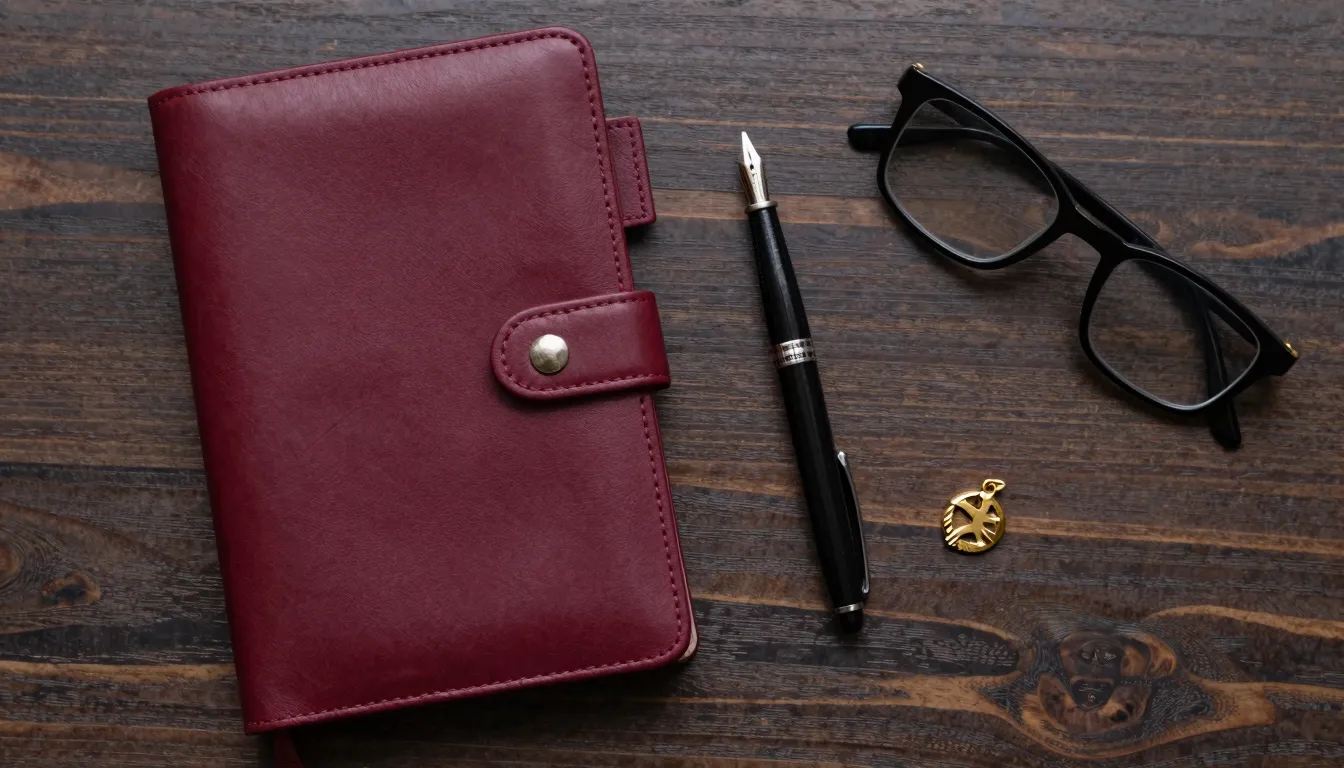 Flat lay of school essentials for a trendy teenager, a leath...